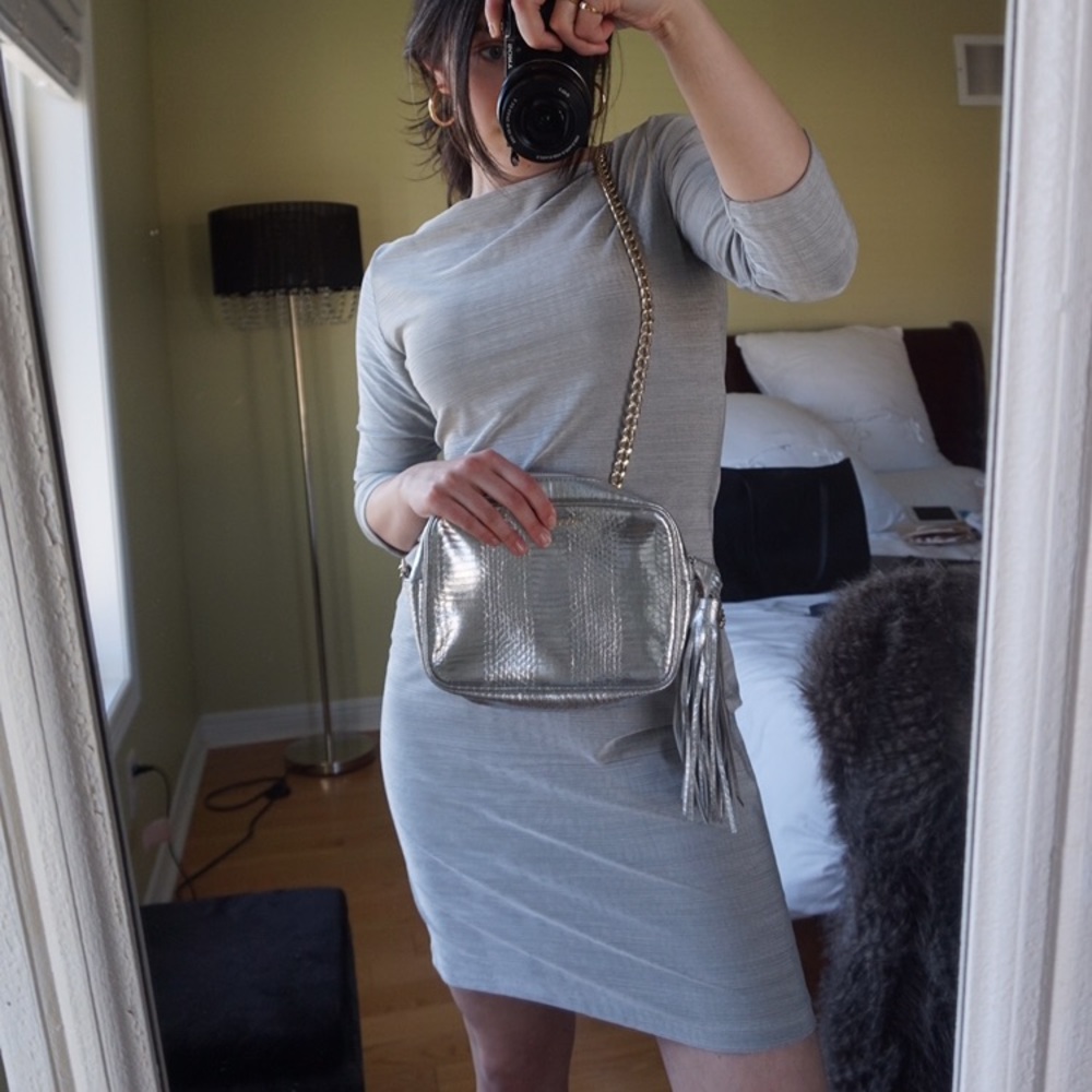 Grey/silver quarter sleeve dress